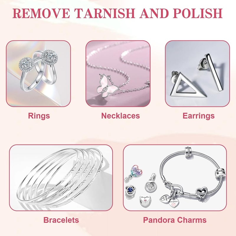 wegoup 28 Pcs Jewelry Polishing Cloth for Sterling Silver Jewelry, Pink Cleaner Cloth for Rings, Includes 40 Pcs Small Jewelry Bags, Gift for Men and Women - Image 4